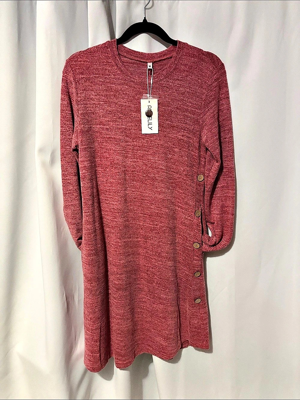 Pink Long Sleeve Mini Dress Size Medium NWT